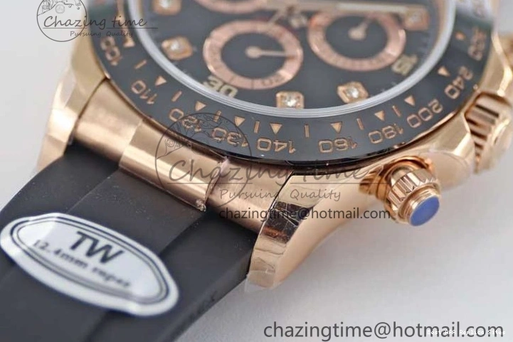 Good Copy Rolex Watches Strap TWF 904L 2416 Diamonds RG on 116515 A  Steel Best HighQuality RG Black Dial Daytona Edition Oysterflex 1:1 0114